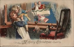 Santa Delivering Toys via Airship Postcard