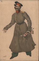 Russian Red Cross: Military Man holding a Doll Postcard