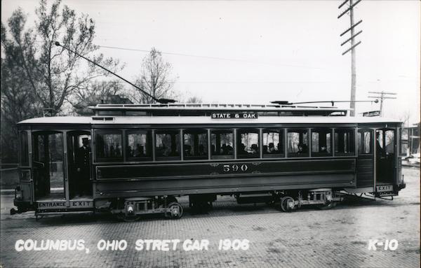 Street Car State & Oak 1906 Columbus Ohio Trolleys & Streetcars