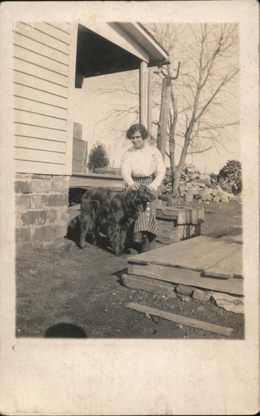 Woman Petting Dog on Porch Kansas Dogs