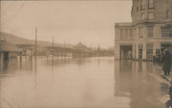 Coblenz (now Koblenz) streets flooded shown during Occupation Germany
