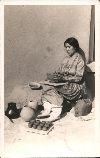 Native Woman Making Pottery Native Americana