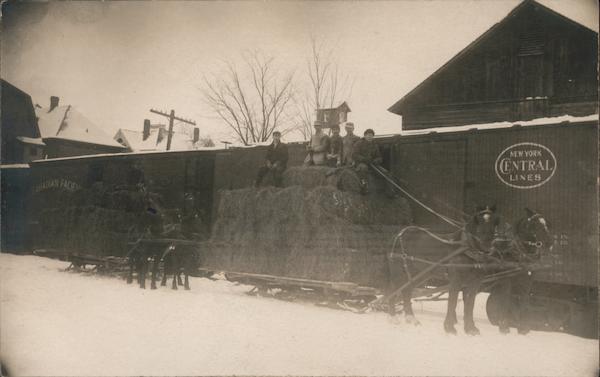 New York Central, Canadian Pacific Loading Hay Bales Lowville