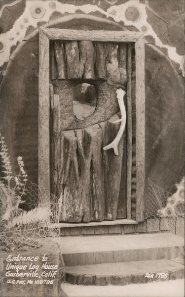 Entrance to Unique Log House Garberville California