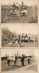 Lot of 3: Frontier Men, Playing Cards, Laundry, Horse Postcard