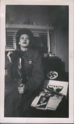 1946 Woman poses with Nazi war souvenirs Original Photograph