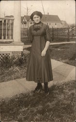 Czech Woman Standing in Front of House Omaha, NE Postcard Postcard Postcard