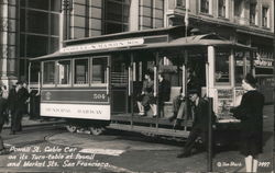 Powell St. Cable Car on Its Turn Table at Powell and Market Streets Postcard