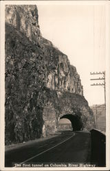 The first tunnel on Columbia River Highway Postcard
