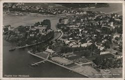 Aerial View over Harnosand on the River Sweden Postcard Postcard Postcard