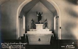 Bailly's Indian Chapel at Bailly Homestead, religious statues on an alter Chesterton, IN Postcard Postcard Postcard