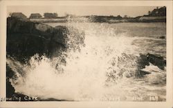 Blowing Cave, scene of waves crashing on rocks Postcard