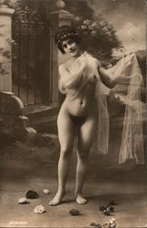 Nude Woman with Sheer Shawl Postcard