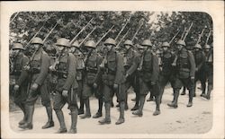 Soldiers Marching with Rifles, 1938 Postcard