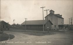 Railroad Station and Grist Mill Postcard