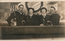 Navy Men and Women Behind Bar in Photo Studio Postcard