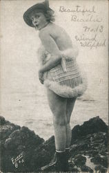 Bathing Beauty on Rocks By Ocean Arcade Card