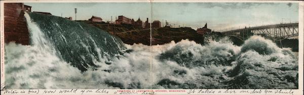 Panorama of Lower Falls Spokane Washington