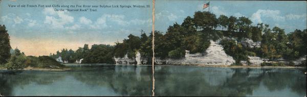 View of Old French Fort and Cliffs along the Fox river near Sulphur Lick Springs Wedron Illinois