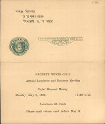 University of Washington Faculty Wives Club Hotel Edmond Meany Large Format Postcard