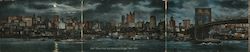 East River Front and Brooklyn Bridge at Night Large Format Postcard