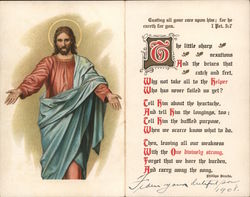 Jesus, with poem by Phillip Brooks - The little sharp vexations And the Briars that catch and fret... Religious Large Format Pos Large Format Postcard