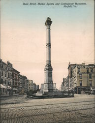 Main Street, Market Square and Confederate Monument Large Format Postcard