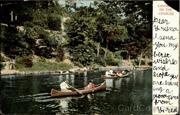 Canoer On The Charles Boston Massachusetts