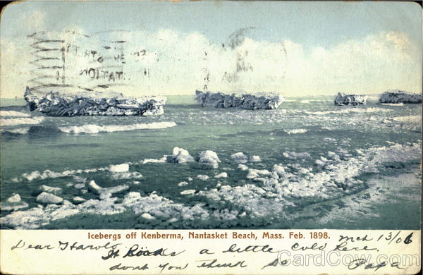 Icebergs Off Kenberma. Feb 1898 Nantasket Beach Massachusetts