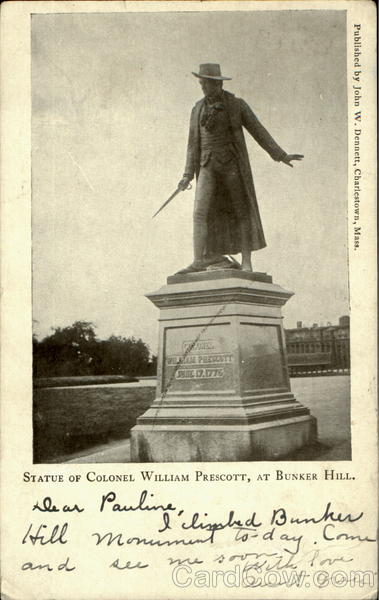 Statue Of Colonel William Prescott, At Bunker Hill Boston Massachusetts