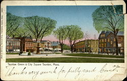 Taunton Green & City Square Massachusetts Postcard Postcard