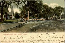 Congregational Park Milford, MA Postcard Postcard