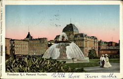 Providence R.I. Memorial Fountain Postcard