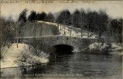 Bridge And Duck Pond, Franklin Park Postcard