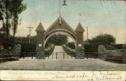 Entrance to Highland Park Postcard