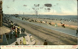 Boulvard And Beach Scene Revere Beach, MA Postcard Postcard