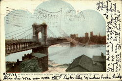 Suspension Bridge Across The Ohio River Postcard