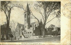 First Bapist Church Springfield, MA Postcard Postcard