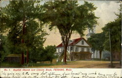 Bapist Church And Lincoin Block Foxboro, MA Postcard Postcard