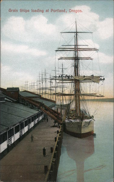 Grain Ships Loading Portland Oregon
