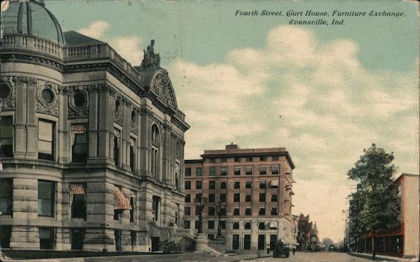 Fourth Street, Court House, Furniture Exchange Evansville Indiana