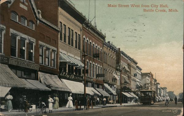 Main Street West from City Hall Battle Creek Michigan