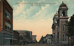 Broadway Church St. Francis De Sales in Foreground Postcard