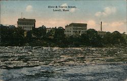 River & Textile School Lowell, MA Postcard Postcard Postcard