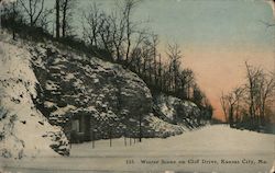 Winter Scene on Cliff Drive Kansas City, MO Postcard Postcard Postcard
