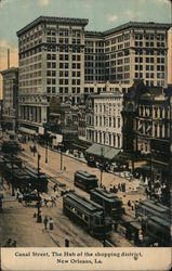 Canal Street, The Hub of the shopping district New Orleans, LA Postcard Postcard Postcard