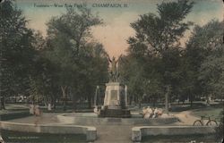 Fountain - West Side Park Postcard