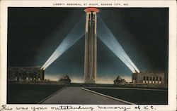 Liberty Memorial at Night Postcard