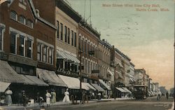 Main Street West from City Hall Postcard