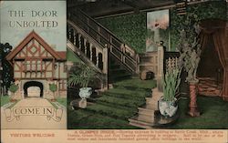 THE DOOR UNBOLTED A GLIMPSE INSIDE - Showing staircase in building at Battle Creek, Mich. Postcard